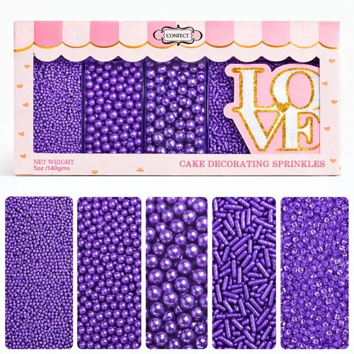 Vista 19 de Confect Chispas para pasteles y magdalenas – Paquete surtido de 5 Chispas de perlas de ensueño para baby shower – Cubierturas comestibles para Rosa