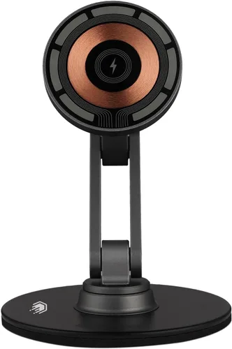 Vista 3 de ClikDock Soporte Magnético para Teléfono Celular con Carga Inalámbrica, Gira 360°, Construcción de Aluminio, Compatible con Teléfonos MagSafe