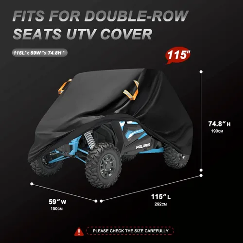 Vista 6 de ClawsCover UTV - Cubiertas impermeables para todo tipo de clima, tela Oxford 420D resistente al viento, ATV lado a lado UTV Accesorios para Polaris