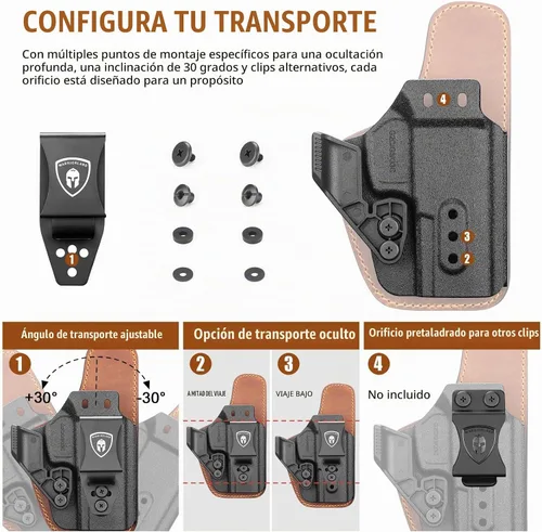 Vista 8 de Funda IWB híbrida WARRIORLAND, se ajusta a Taurus G2C / G3C / G3 / G2s / G3X & XL / PT111 G2 / PT140 G2 - Preparada para ópticos, funda