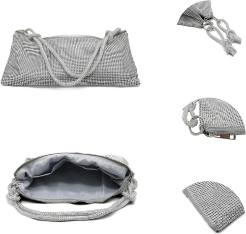 Vista 2 de UMREN Bolsos Hobo con diamantes de imitación para mujer, elegante bolso de noche de cristal brillante para fiesta, club, boda