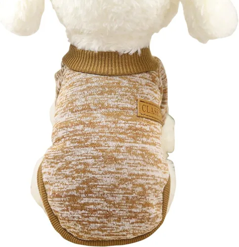Vista 22 de Suéter de punto clásico para perros y mascotas, cálido para invierno, abrigo para cachorros y mascotas, ropa de suéter suave para perros pequeños