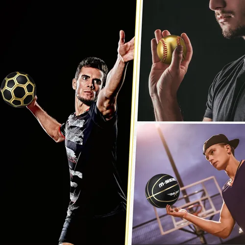 Vista 5 de RoundFunny Juego de 6 pelotas deportivas multideportivas, tamaño oficial, fútbol, voleibol, pelota de juegos infantiles, béisbol con bolsa