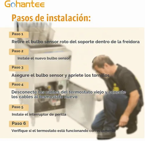 Vista 6 de gohantee 1175 Termostato RX-1-36, 60125401 Termostato para freidora