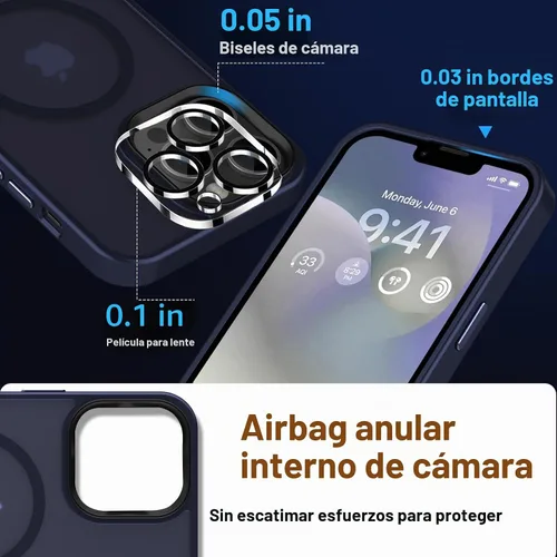 Vista 5 de MOCCA - Funda magnética resistente para iPhone 12 Pro Max de 6.7 pulgadas, compatible con MagSafe, protector de pantalla de vidrio + protector