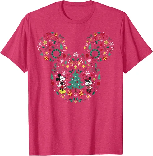 Vista 22 de Disney Mickey y Minnie Mashup Navideño Camiseta de Manga Corta Negro