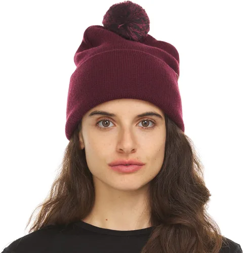 Vista 2 de Minus33 - Gorro de punto con pompón de peso medio, 100% lana merina, gorro de invierno