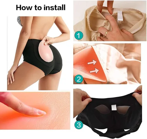 Vista 4 de Almohadillas de silicona para los glúteos, ropa interior acolchada de silicona para mujer