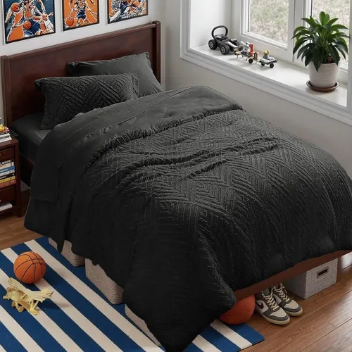 Vista 31 de Zzlpp Juego de edredón individual de 5 piezas, ropa de cama beige en una 01 - Beige