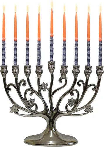 Vista 35 de Majestic Giftware Menorá de Janucá chapada en plata con diseño de cuentas (MN-HA123) Compatible con velas estándar de Janucá Calidad duradera