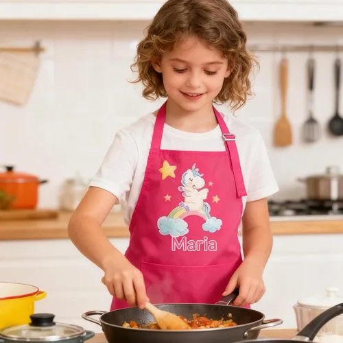 Vista 7 de Delantal personalizado para niños con nombre, delantales personalizados y sombrero de chef, diseño de foto para cocinar, hornear, pintar