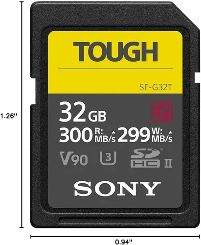 Vista 12 de Sony SF-G32T/T1 - Tarjeta de memoria flash SDHC UHS-II clase 10 U3 de alto rendimiento con velocidad de lectura rápida de hasta 300 MB/s, 32 GB