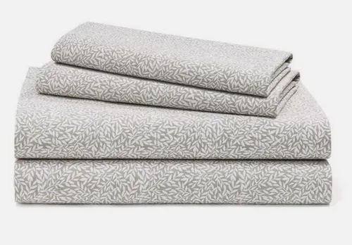 Vista 7 de Lauren Ralph Lauren Juego de sábanas con estampado de hojas de 230 hilos 100% algodón de 4 piezas (gris, queen)