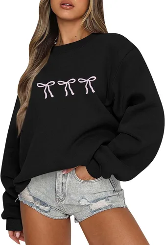 Vista 11 de Sudadera casual de manga larga para mujer, cuello redondo, ajuste holgado, tallas S-3XL