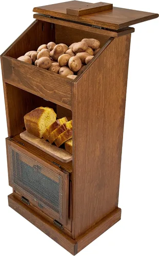 Vista 9 de Peaceful Classics Caja de Madera para Almacenamiento de Papas, Contenedores de Pan de Madera, Contenedor Decorativo y para Cebollas, Contenedor