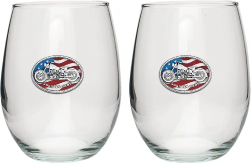 Vista 33 de Heritage Pewter Copas de vidrio de Arkansas, juego de 2, copas de vino de copa de 12 onzas, vidrio de peltre elaborado por expertos
