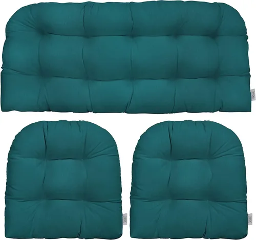 Vista 49 de RSH DECOR: Sunbrella - Juego de 3 cojines de mimbre copetudos 41 x 19 pulgadas y 19 x 19 pulgadas Fabricado con tela de rendimiento Sunbrella