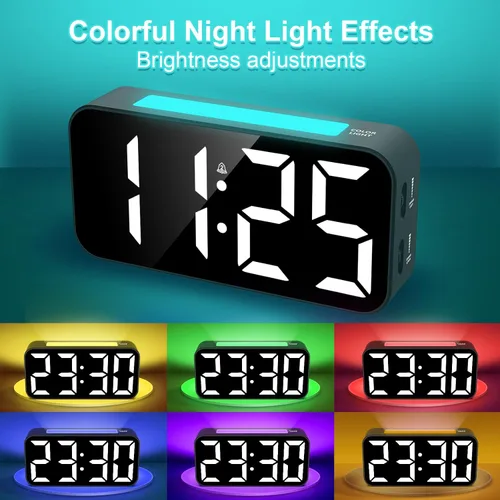 Vista 2 de Topski Reloj despertador ruidoso para dormitorios que duermen pesados, reloj digital con luz nocturna, pantalla grande, alarma doble, repetición