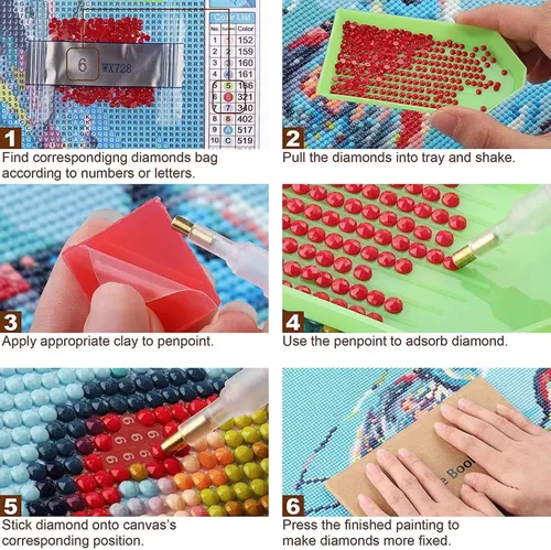 Vista 7 de KEOOID Kits de pintura de diamantes de flores para adultos, niños y principiantes, arte redondo con gemas de gato y mariposa con diamantes 5D