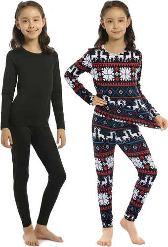 Vista 14 de ViCherub - Conjunto de ropa interior térmica para niñas con forro polar, calzoncillos largos, capa base, parte superior e inferior para invierno