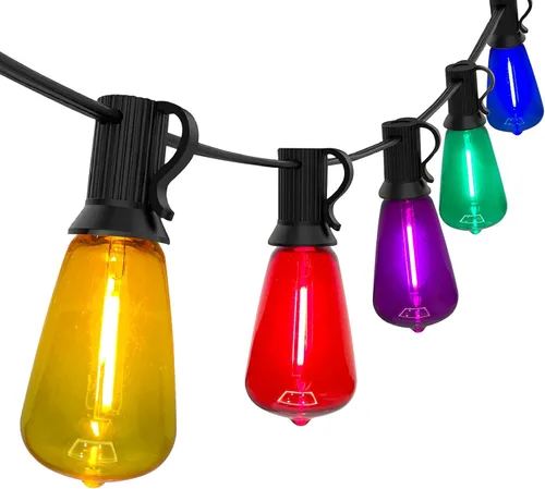 Vista 10 de 25FT LED Outdoor String Lights, ST38 Patio Lights Waterproof with 25 Shatterproof Edison Bulbs, Connectable Outside Hanging Light for Porch, Garden