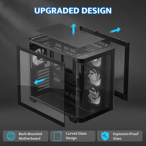 Vista 2 de darkFlash ATX Mid-Tower Estuche para PC Gaming, Enchufe Trasero BTF para Placa Base, con 4 Ventiladores ARGB Estuche para Computadora, Vidrio Curvo