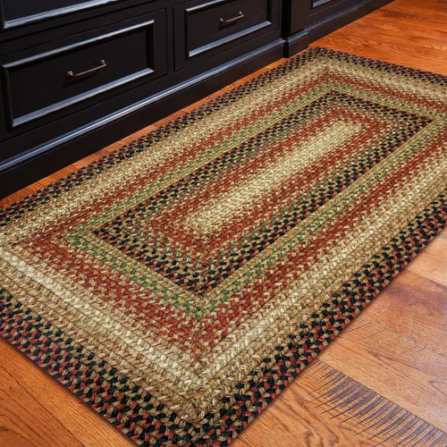 Vista 168 de Homespice Apple Pie - Alfombra ovalada roja de 2 x 3 pies, alfombra de cocina trenzada para decoración primitiva y rústica, reversible, yute sin