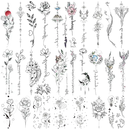 Vista 11 de Tatuaje temporal impermeable de 10 brazos rosa rojo rosa rosa flor grúa palabras + 7 hojas de cuello lindo hoja de nube