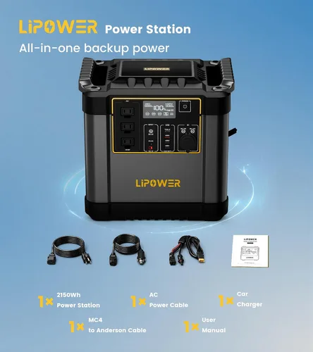 Vista 9 de Lipower 2400W Portable Power Station, 2150Wh Solar Generators for Home Use