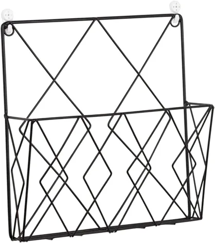 Vista 9 de Homoyoyo Estantería decorativa para oficina, cestas de almacenamiento de pared, soportes de estante de alambre, soporte para revistas, estante