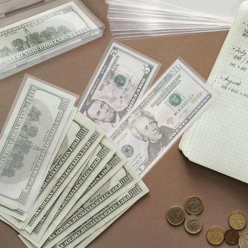 Vista 5 de 300 fundas de papel transparente para billetes, fundas individuales para coleccionistas, fundas protectoras de papel para billetes con estuche