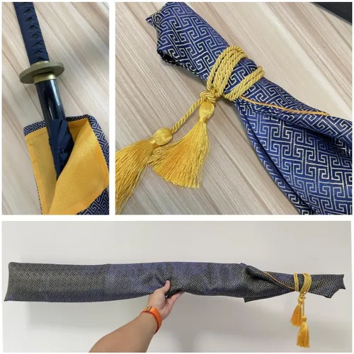 Vista 4 de 2 unids bolsa de espada 51 pulgadas seda sintética Katana bolsa espada cubierta de transporte para espadas samurai