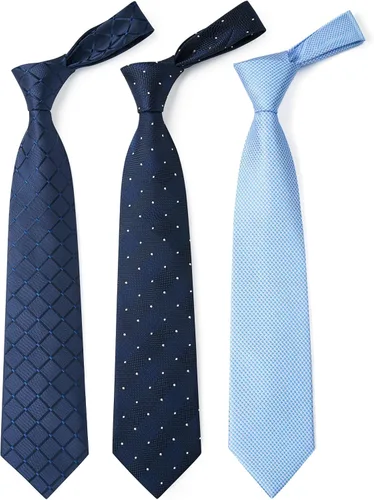 Vista 3 de HISDERN Juego de corbatas extralargas para hombre y pañuelo de bolsillo de 63 pulgadas, colección XL, caja de regalo, corbata, lote de 3