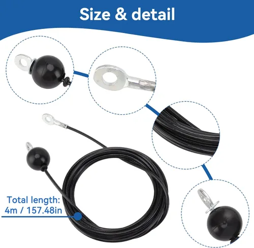 Vista 8 de Cable de polea de fitness, cable de acero resistente para gimnasio, cable de repuesto para gimnasio en casa, accesorios de máquina (13.1 ft)
