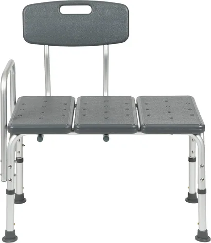 Vista 12 de Flash Furniture HERCULES Series - Banco de transferencia de baño y ducha gris ajustable con capacidad de 300 libras con respaldo y brazo lateral