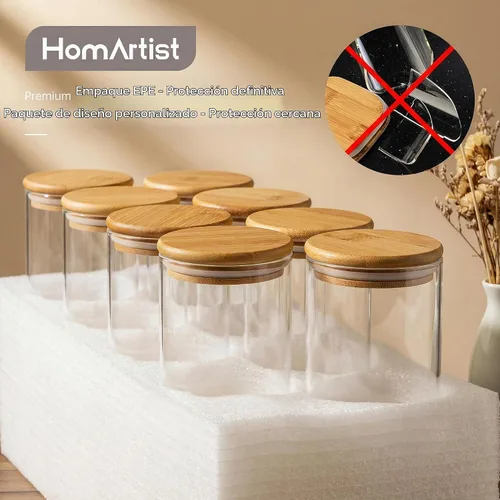 Vista 7 de HomArtist Contenedores de almacenamiento de vidrio extra grandes para harina y azúcar con tapa hermética, 105 fl oz x1 y 48 fl oz x1 [Juego de 2]
