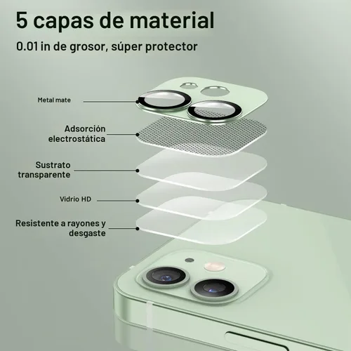 Vista 4 de Korecase Paquete de 2 protectores de lente de cámara para iPhone 12, película de lente de metal de aluminio, cubierta de pantalla de cámara de Negro