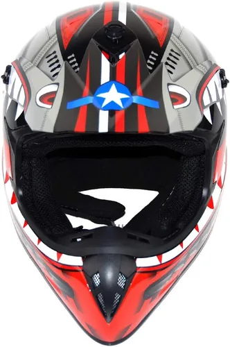 Vista 4 de 1Storm - Casco de motocross para adultos BMX MX ATV Dirt Bike Downhill Mountain Bike estilo Monster Shark Racing HKY_SC09S Rojo tiburón