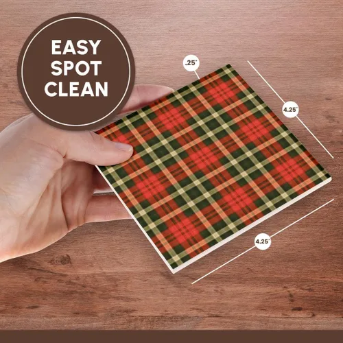 Vista 7 de 3dRose Larger Country Red n Green Plaid Set of 4 Ceramic Tile Coasters