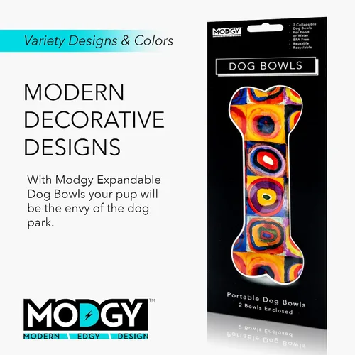 Vista 5 de MODGY Plato plegable para comida para perros, reutilizable, tamaño de viaje de plástico, contenedor portátil, camping, senderismo, automóvil, 2-Multi