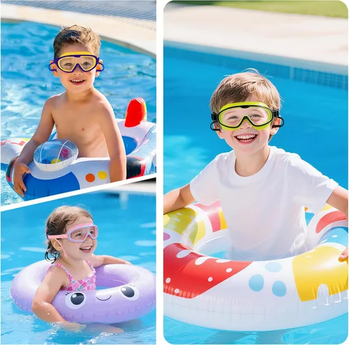 Vista 6 de Axolotl - Gafas de natación para niños pequeños, correa de tela, sin dolor, antiniebla, tapones para los oídos antifugas para niños y niñas