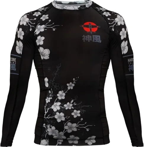 Vista 2 de Hardcore Training Camiseta de compresión para hombre, manga larga, Jiu Jitsu, MMA No-Gi, BJJ apretada, capa base de combate