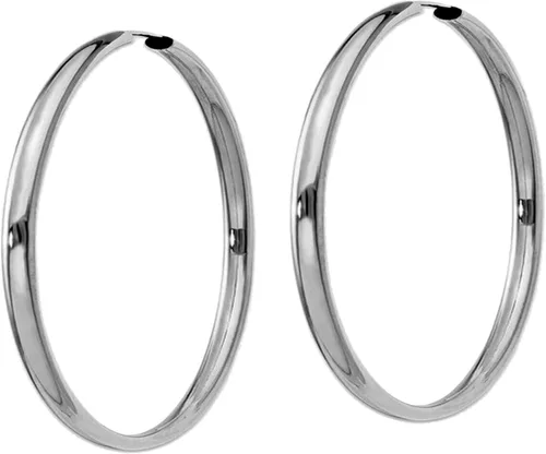 Vista 3 de Galaxy Gold GG 14k Solid White Gold Endless Loop Hoop Timeless Earrings 2 mm GaugeThickness Available in Multiple Diameters