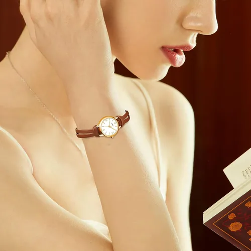 Vista 5 de BUREI Reloj de pulsera analógico de cuarzo para mujer, correa de cuero, reloj de pulsera Relogio Feminino, regalo para mujer