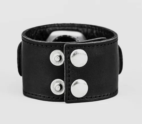 Vista 7 de Correa de cuero cosida ancha compatible con Apple Watch de 1.496 in 1.575 in 1.614 in 1.654 in 1.732 in 1.811 in 1.772 in 1.929 in, hecho a mano UA