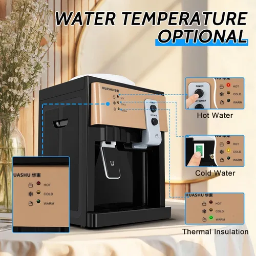 Vista 3 de Enfriador de agua para encimera de 1.2 a 5 galones - Dispensador de agua pequeño con 3 ajustes de temperatura (caliente/frío/tibio), se calienta a