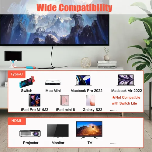 Vista 6 de Switch Dock para Nintendo SwitchOLED, Switch Dock Station para TV Portátil Switch Dock para Nintendo Switch Docking Station con HDMIPDUSB3.0, Switch