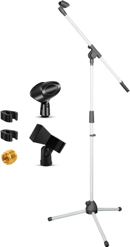 Vista 9 de 5 Core Soporte de micrófono de piso universal de altura ajustable trípode soportes de micrófono w brazo telescópico extensible plegable portátil w 2
