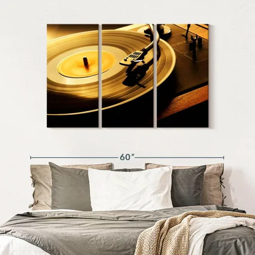 Vista 198 de Elephant Stock BW - Reproductor de discos de vinilo para pared, lienzo horizontal, decoración de pared de sala de estar de 3 piezas, impresión