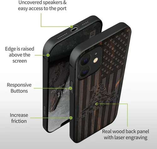 Vista 9 de Carveit Funda magnética de madera para iPhone 12 [madera real dura y TPU suave] a prueba de golpes, funda de madera única y elegante compatible